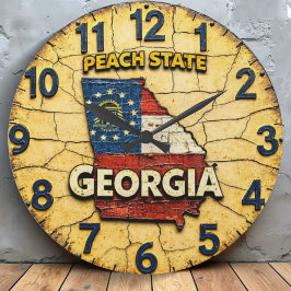 Relógio Grande Vintage Georgia map Peach State Rustic Americana 
