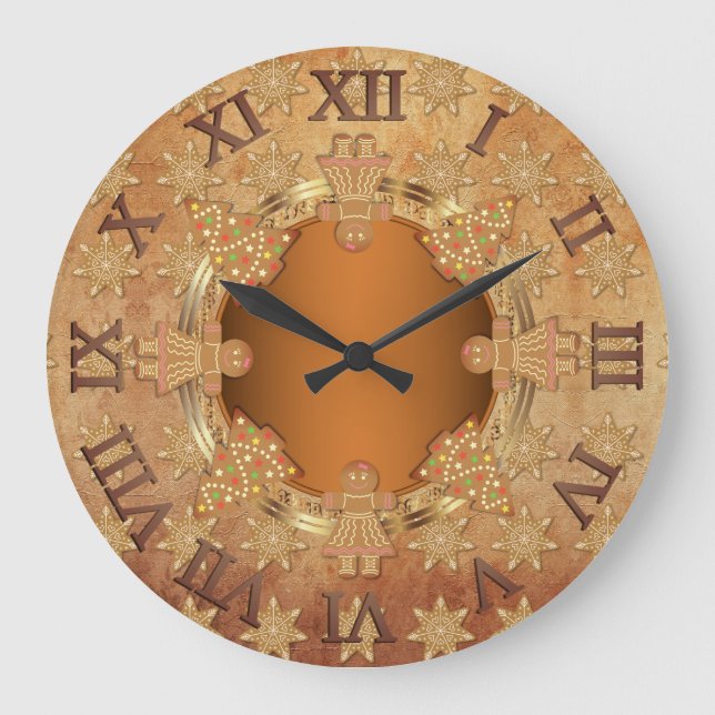 Relógio Grande Vintage Gingerbread Natal (Frente)