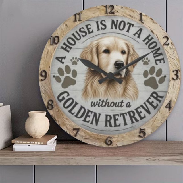 Relógio Grande Vintage Golden Retriever (Criador carregado)