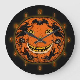 Relógio Grande Vintage Halloween Jack O'Lantern