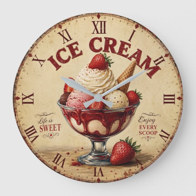 Relógio Grande Vintage Ice Cream (Frente)