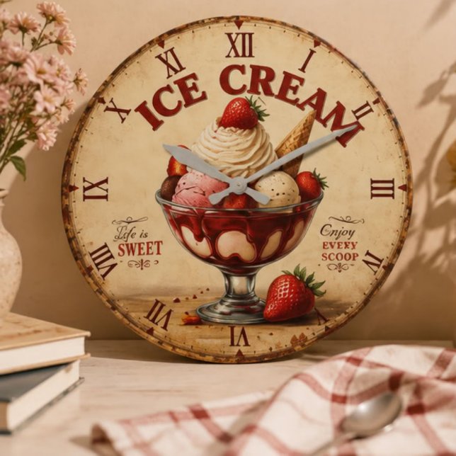 Relógio Grande Vintage Ice Cream (Criador carregado)