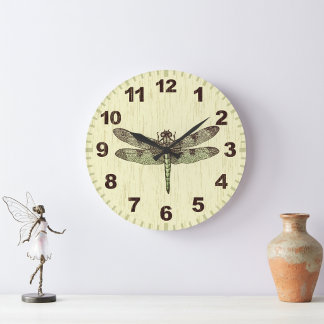 Relógio Grande Vintage Inspired Dragonfly Art Wall Clock