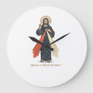 Relógio Grande Vintage Jesus Eu Confio em Você Desenho Religioso