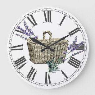 Relógio Grande Vintage - Lavanda francesa Basket Floral