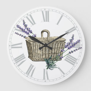Relógio Grande Vintage - Lavanda francesa Basket Floral