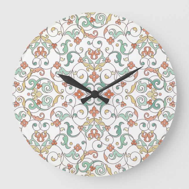 Relógio Grande Vintage Line Art Eastern Ornament (Frente)
