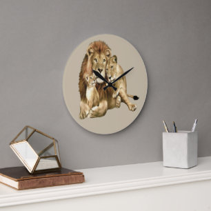 Relógio Grande Vintage Lion Family Art Willife