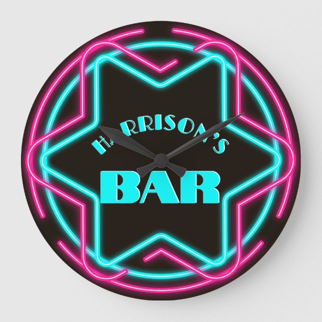 Relógio Grande Vintage Neon Bar Wall Clock (Frente)