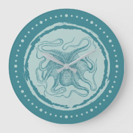 Relógio Grande Vintage Octopus Aqua Teal Náutica