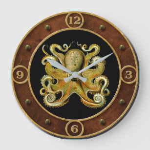 Relógio Grande Vintage Octopus Art de Ernst Haeckel