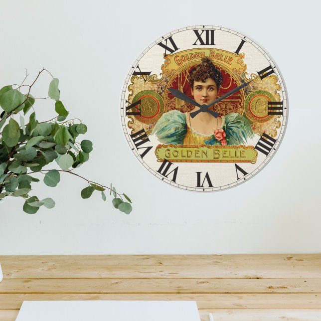 Relógio Grande Vintage Ouro Belle (Vintage Golden Belle Large Clock)