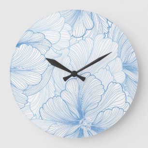 Relógio Grande Vintage Peony: Padrão Floral Sem Costura