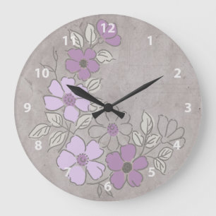 Relógio Grande Vintage Purple e Cinza Floral Casamento