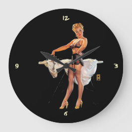 Relógio Grande Vintage Retro Ironing Pinup Girl
