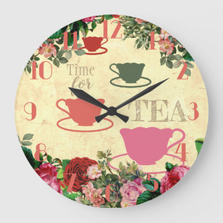 Relógio Grande Vintage rosas flores ensina cozinha personalizada