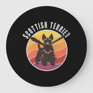 Relógio Grande Vintage Scottish Terrier Sunset