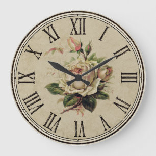 Relógio Grande Vintage Shabby de relógio, com aspecto "Rosa" bran