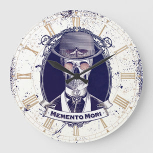 Relógio Grande Vintage Skull Memento Mori