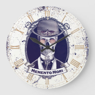 Relógio Grande Vintage Skull Memento Mori