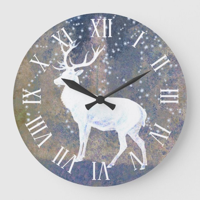 Relógio Grande Vintage Snow Deer (Frente)