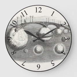 Relógio Grande Vintage Solar System Black and White Surreal