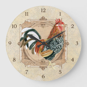 Relógio Grande Vintage Style Country Rustic Rooster Francês