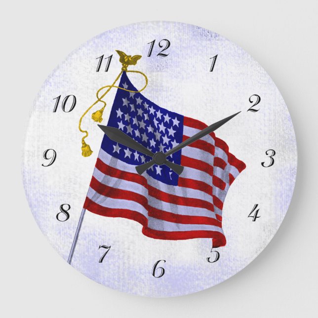 Relógio Grande Vintage US Flag Clock com Números (Frente)