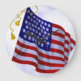 Relógio Grande Vintage US Flag Wall Clock
