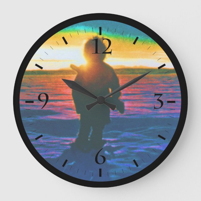 Relógio Grande Vintage USA alaska eskimo hunter sunset (Frente)