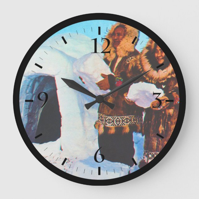 Relógio Grande Vintage USA Alaska igloo builds (Frente)