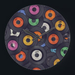 Relógio Grande Vintage Vinyl Records Music Background<br><div class="desc">Vinyl grava os antecedentes musicais até o ritmo dos registros vinílicos,  onde a história da música encontra seu entalhe! Groovy vibe com registros vinílicos. Dança aos clássicos! record,  vinyl,  music,  background,  pop,  retro,  álbum,  lp,  disco,  vintage,  disk,  dj,  old,  decor,  rock,  oitenta,  canção,  solteiro,  gramofone,  disco</div>