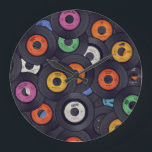 Relógio Grande Vintage Vinyl Records Music Background<br><div class="desc">Vinyl grava os antecedentes musicais até o ritmo dos registros vinílicos,  onde a história da música encontra seu entalhe! Groovy vibe com registros vinílicos. Dança aos clássicos! record,  vinyl,  music,  background,  pop,  retro,  álbum,  lp,  disco,  vintage,  disk,  dj,  old,  decor,  rock,  oitenta,  canção,  solteiro,  gramofone,  disco</div>