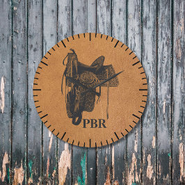 Relógio Grande Vintage Western Horse Saddle Monograma