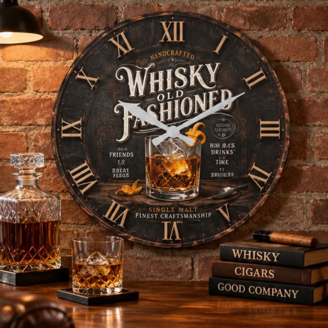 Relógio Grande Vintage Whiskey  (Criador carregado)