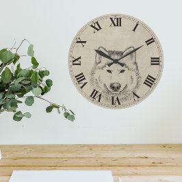 Relógio Grande Vintage Wolf