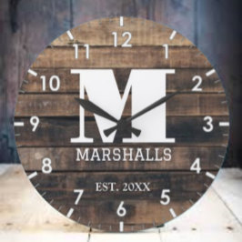 Relógio Grande vintage wood Monkey Farm Personalized Family Name