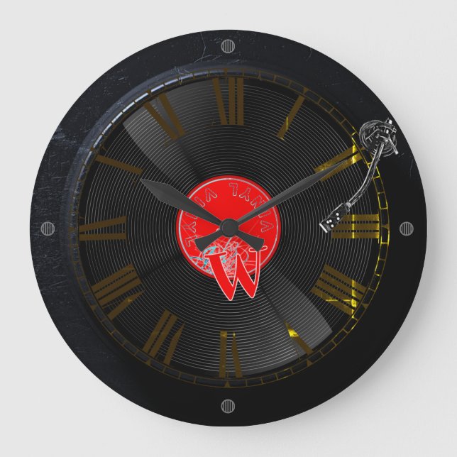 Relógio Grande Vinyl Vibes Retro Turntable Clock (Frente)