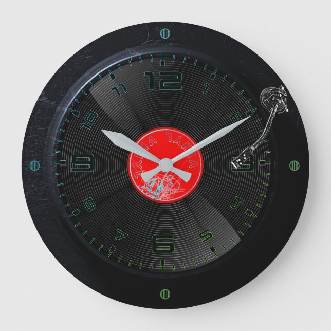 Relógio Grande Vinyl Vibes Retro Wall Clock (Frente)