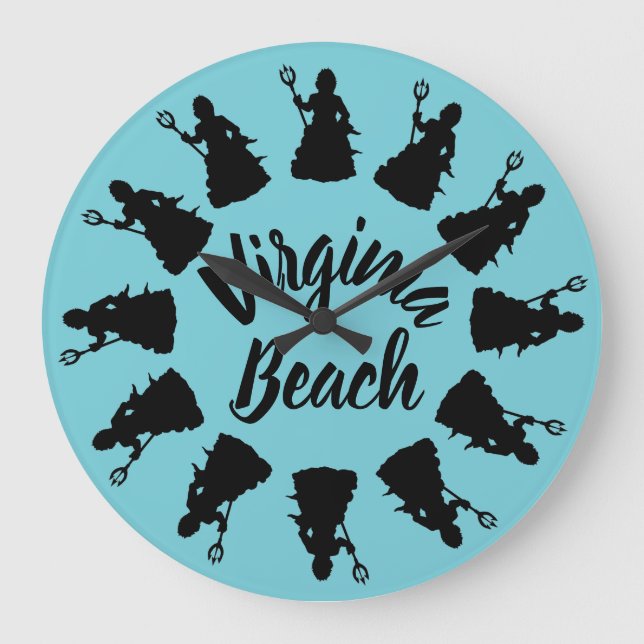 Relógio Grande Virginia Beach, VA Neptune Statue Ocean NMaritime (Frente)