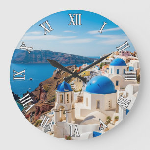 Relógio Grande Vista da Caldeira Santorini Grécia Cíclades Viagem