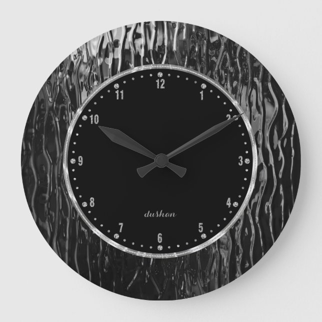 Relógio Grande Vista de Vidro Arrejado com Melilha Preta (Frente)