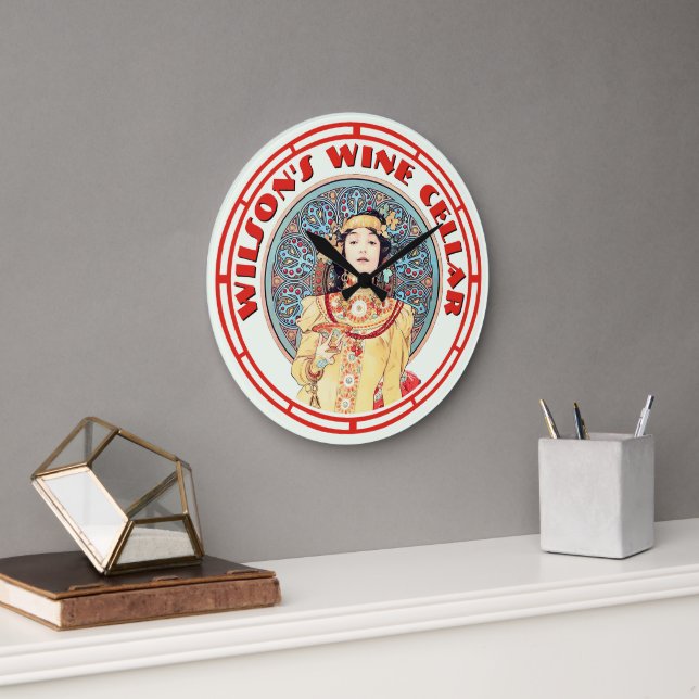 Relógio Grande Vítima Era Arte Nouveau de Mucha Wine Cellar (Escritório)