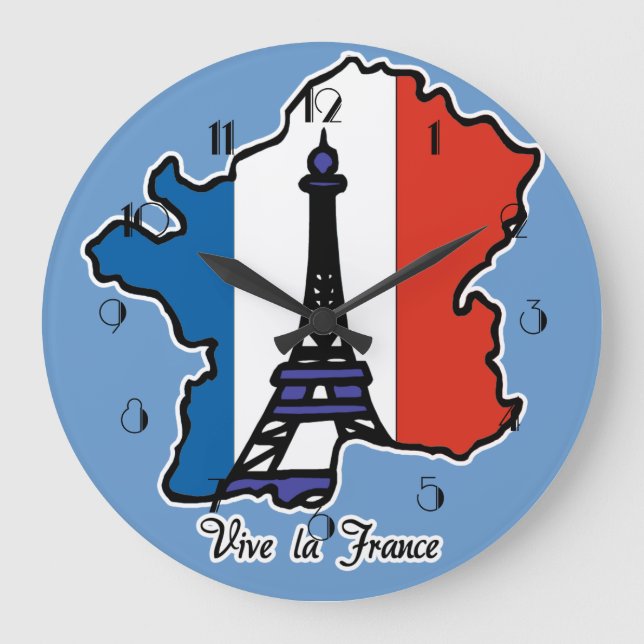Relógio Grande Vive La France Wall Clock (Frente)