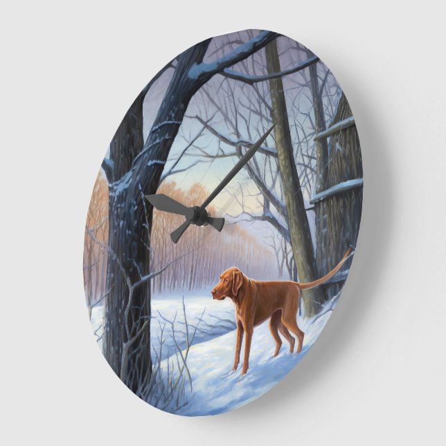 Relógio Grande Vizla Deixe Nevar Natal (Ângulo)