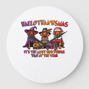 Relógio Grande Vizsla Halloween Dia de Ação de Graças Natal Cláss