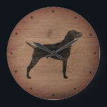 Relógio Grande Vizsla Silhouette Rustic<br><div class="desc">Relógio de Parede de Vizsla Lover. A design de madeira é impressa,  não madeira real.</div>