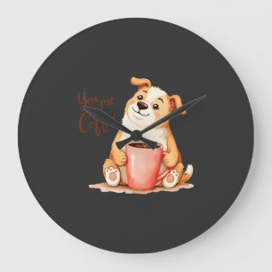 Relógio Grande Você & eu Café - Corgi Fofo & Café Aconchegante