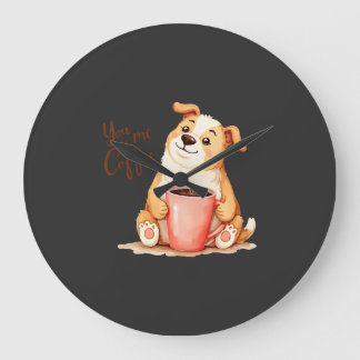 Relógio Grande Você & eu Café - Corgi Fofo & Café Aconchegante