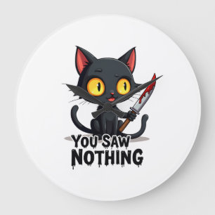 Relógio Grande Você Não Viu Nada Gato Preto Divertido Halloween